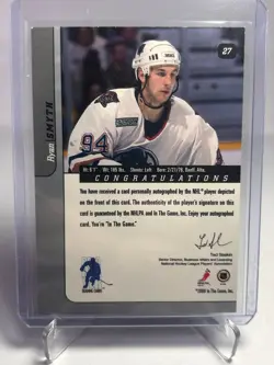 2001-02 ITG Be A Player Signature Series Gold Auto Ryan Smyth #115 Auto - Image 2