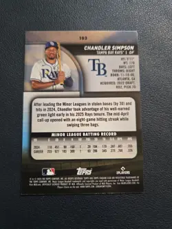 2025 Topps Stadium Club - Chandler Simpson #103 Lime Green Foil (RC) - Image 2