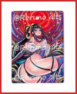 Hand Painted Altered Mtg Swamp Card Anime Girl - Image 1