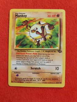 Mankey 55/64 Pokemon TCG Jungle Set (1999) Common Actual card - Image 1