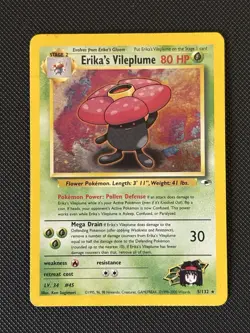 Pokemon Karte/card - Erika's Vileplume 5/132 Gym Heroes Holo SWIRL - Excellent - Image 1