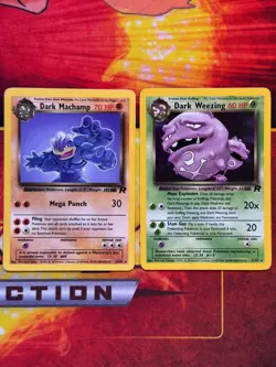 Pokemon TCG (2) Card Lot - Wotc Team Rocket Dark Machamp Dark Weezing Unlimited - Image 1