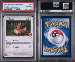 2021 Pokemon Indonesia KFC Chaki Kids Meal Promo Eevee #186/SM-P PSA 10 - Image 3