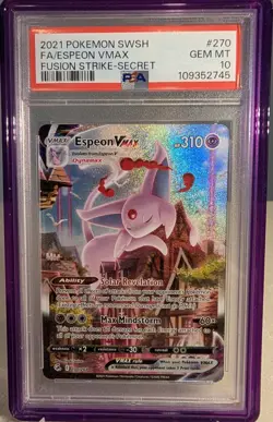 Pokemon 2021 Espeon VMAX 270/264 Alt Art SR Fusion Strike GEM MINT PSA 10 - Image 1