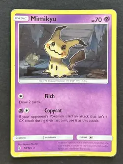 Pokemon Cards - 2017 Guardians Rising - 58/145 Mimikyu - Non-holo - HP - Image 1