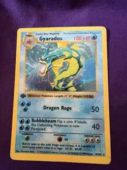 1st Edition Holo Gyarados 6/102 Base Set Shadowless Pokemon TCG - Image 1