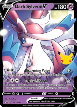 2021 POKEMON SWORD & SHIELD CELEBRATIONS DARK SYLVEON V SWSH134 BLACK STAR PROMO - Image 3