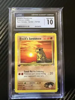2000 Pokemon Gym Heroes 1st Edition Brock's Sandshrew 72/132 PSA CGC 10 - Image 1