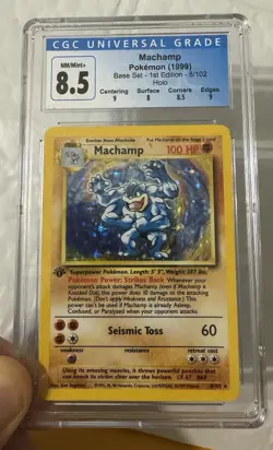 1999 Pokemon Base Set MACHAMP 8 1ST ED HOLO CGC 8.5 NM / Mint+ W/sub GRADES - Image 1