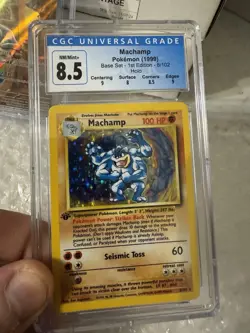 1999 Pokemon Base Set MACHAMP 8 1ST ED HOLO CGC 8.5 NM / Mint+ W/sub GRADES - Image 2