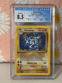 1999 Pokemon Base Set MACHAMP 8 1ST ED HOLO CGC 8.5 NM / Mint+ W/sub GRADES - Image 3