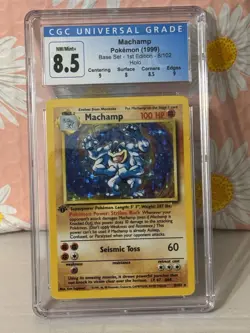 1999 Pokemon Base Set MACHAMP 8 1ST ED HOLO CGC 8.5 NM / Mint+ W/sub GRADES - Image 4