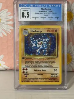1999 Pokemon Base Set MACHAMP 8 1ST ED HOLO CGC 8.5 NM / Mint+ W/sub GRADES - Image 5