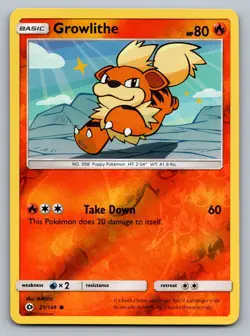 Pokemon TCG SM Base Set Growlithe 21/149 Reverse Holo - Image 1