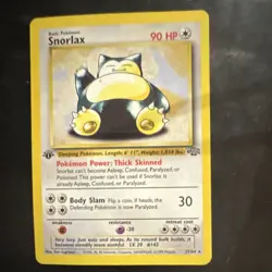 Pokemon Snorlax 1st Edition Rare Jungle Basic 90 HP Card 27/64 1999 English - Image 1