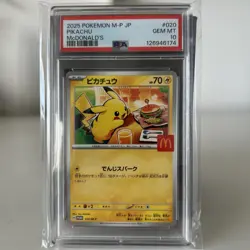 PSA 10 Pikachu 020/M-P McDonald's Burgerchu Promo Pokemon Card JP 2025 - Image 1