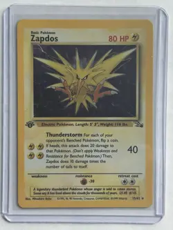ZAPDOS 1999 Pokemon Fossil Holo Rare 1st Edition #15/62 - Image 1