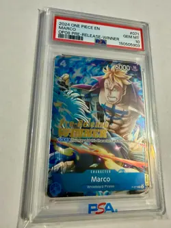 2024 One Piece Promo OP08 Pre-Release Winner #071 Marco PSA 10 - Image 1