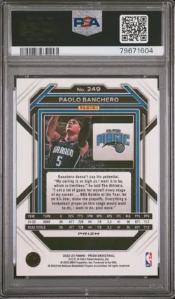 Paolo Banchero 🏀 2022-23 Panini Prizm Red Ice RC Rookie #249 🏀 PSA 10 - Image 2
