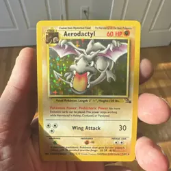 Pokemon Aerodactyl Fossil Holo Rare 60 HP Card 1/62 1999 English Himeno - Image 1