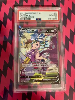 Mew v Alternate Full Art Holo Card 251/264 Swsh08: Fusion Strike PSA 10 Gem MT - Image 1
