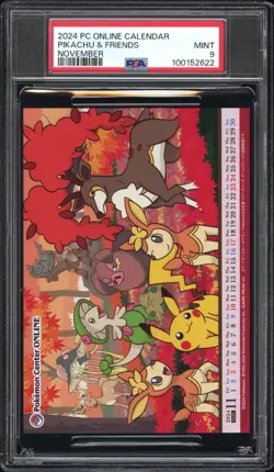 2024 POKEMON CENTER ONLINE MONTHLY CALENDAR NOVEMBER PIKACHU & FRIENDS PSA 9 - Image 1