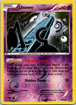 Unown 30/98 Common Ancient Origins Pokemon Reverse Holo NM - Image 1