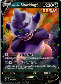 Galarian Slowking V 099/198 Holo Rare V Chilling Reign Pokemon NM - Image 1