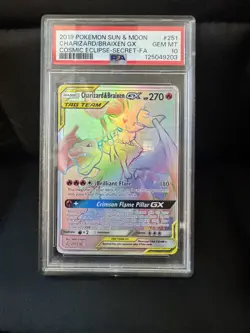 Pokemon PSA 10 Charizard & Braixen GX 251/236 Cosmic Eclipse Ultra Rare Mint - Image 1
