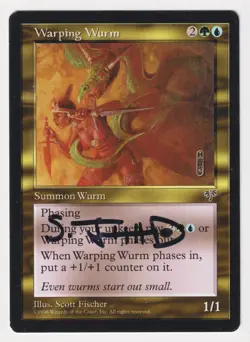 Signed Warping Wurm Proof MP Mirage Artist Scott M. Fischer MTG AP Reserved List - Image 1