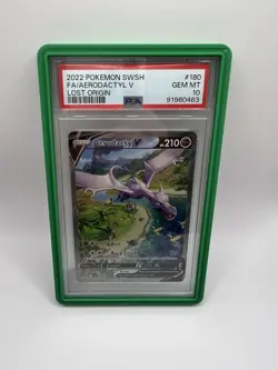 2022 Pokemon SWSH Lost Origin #180 FA Aerodactyl V PSA 10 GEM MINT - Image 1