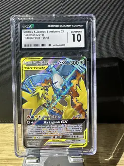 Pokemon CGC 10 Hidden Fates Tag Team Moltres & Zapdos & Articuno GX 66/68 - Image 1