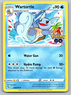 Wartortle 016/078 Uncommon Pokemon GO Pokemon Near Mint - Image 1