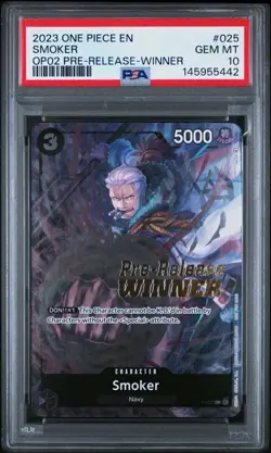 Smoker (Pre-Release) [Winner] P-025 One Piece 2023 Promo OP02 Foil ENG PSA 10💎 - Image 1