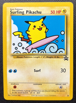 Surfing Pikachu Black Star Promo 28 Pokemon League LP 2001 - Image 1