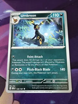 Pokemon TCG Umbreon 130/197 Obsidian Flames Uncommon Non-Holo NM - Image 1