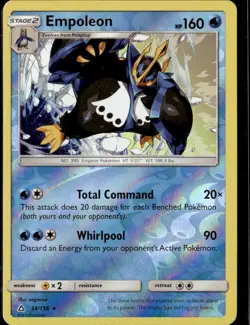 Pokemon Empoleon 34/156 Ultra Prism Reverse Holo Rare - Image 1