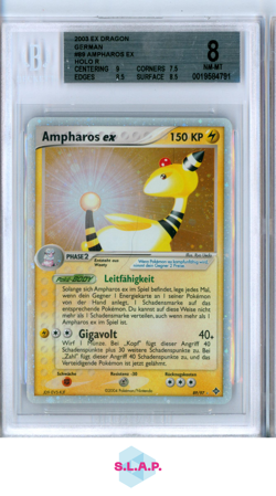 AMPHAROS EX HOLO R 2003 POKEMON EX DRAGON GERMAN 89 BGS 8 - Image 1