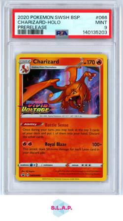 CHARIZARD-HOLO PRERELEASE POKEMON SWSH BLACK STAR PROMO 2020 066 PSA 9 - Image 1