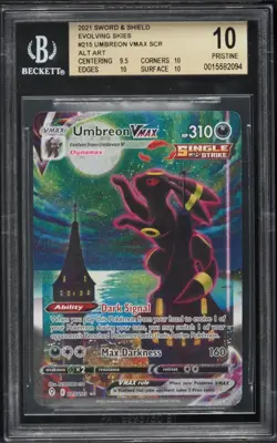 2021 Pokemon Sword & Shield Evolving Skies Alt Art Umbreon VMAX #215 BGS 10 - Image 1