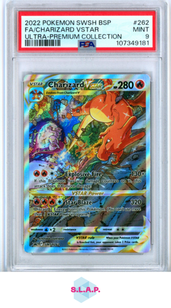 FA/CHARIZARD VSTR ULTRA-PREMIUM COLL POKEMON SWSH BLCK STR PRM 2022 262 PSA 9 - Image 1