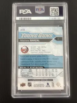 2016-17 Upper Deck Mathew Barzal Young Guns #458 Rookie RC PSA 10 Gem Mint - Image 2