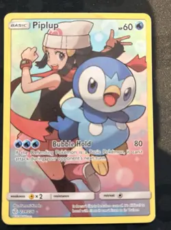 Pokemon TCG Piplup Holo Secret Rare Card Cosmic Eclipse 239/236 - Image 1