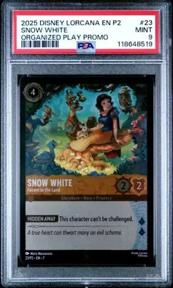 DISNEY LORCANA EN P2-PROMO #23 SNOW WHITE ORGANIZED PLAY PROMO PSA 9 - Image 1