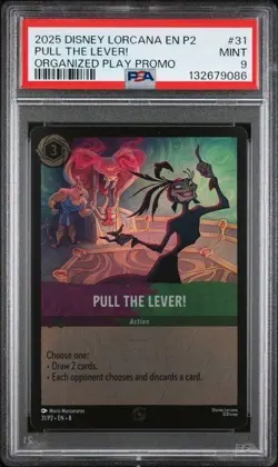 DISNEY LORCANA EN P2-PROMO #31 PULL THE LEVER! ORGANIZED PLAY PROMO PSA 9 - Image 1