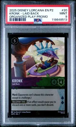 DISNEY LORCANA EN P2-PROMO #20 KRONK - LAID BACK ORGANIZED PLAY PROMO PSA 9 - Image 1