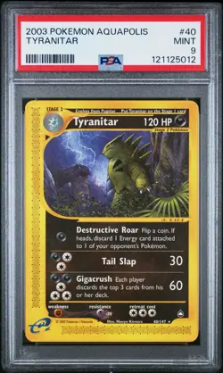 2003 POKEMON AQUAPOLIS #40 TYRANITAR PSA 9 - Image 1