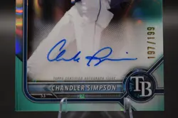 2022 Bowman Draft Chandler Simpson 1st Aqua Lava Auto /199 Tampa Bay Rays - Image 3