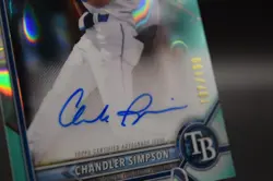 2022 Bowman Draft Chandler Simpson 1st Aqua Lava Auto /199 Tampa Bay Rays - Image 4