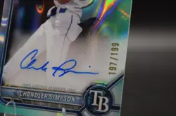 2022 Bowman Draft Chandler Simpson 1st Aqua Lava Auto /199 Tampa Bay Rays - Image 5